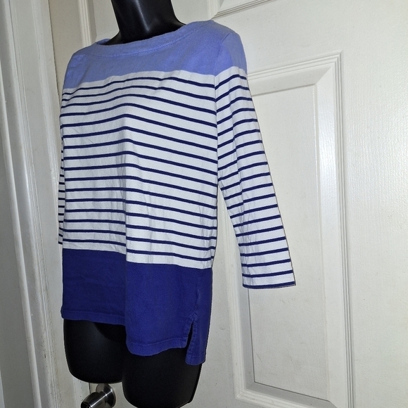 Talbots striped blouse size MP - Picture 3 of 5